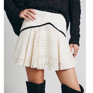 Free People Ivory Crochet Lace Mini Skirt